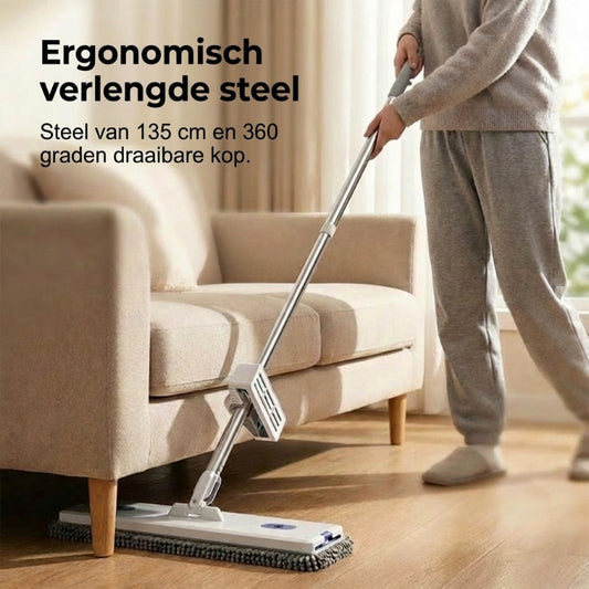 Zelfwringende Platte Mop met 360° Roterende Kop