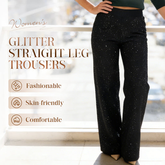Hoge taille glitter broek met rechte pijpen
