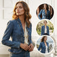 🧥 NU 50% KORTING! 🌸 Dames denimjas met ruches en open front – Lichtgewicht & vrouwelijk – Veelzijdig & chic 👗